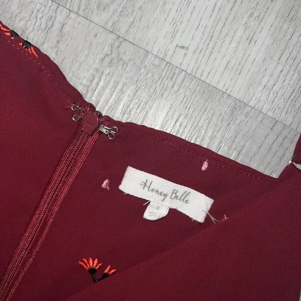 Honey Belle Burgandy flower jumper long romper